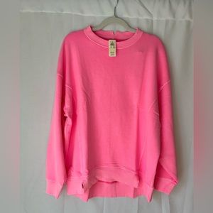 Aerie The Chill Crew Sweatshirt Pink Burst XXS